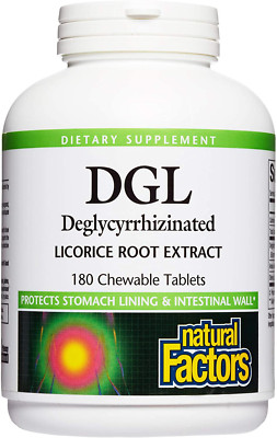 Natural Factors DGL Chewable Deglycyrrhizinated Licorice Root Extract, 180 Ct