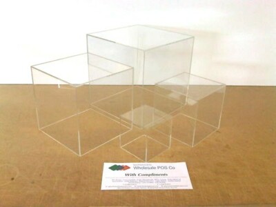 Acryl Plexiglas Display Klar Würfel Produkt Behälter Theke Spender Set 4
