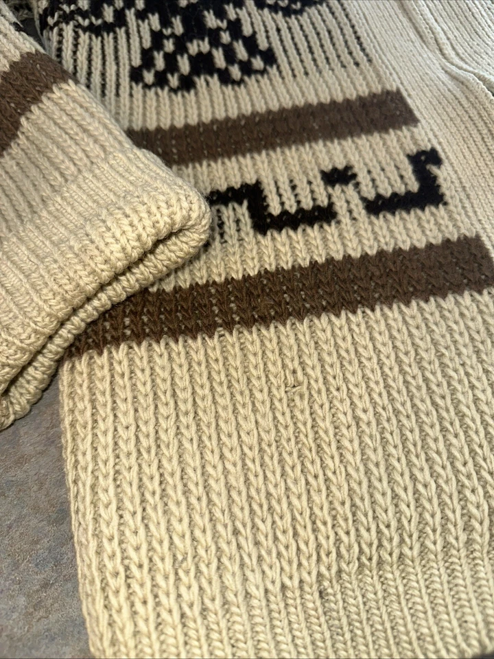 Vtg 70s LL BEAN Cowichan Sweater Cardigan Wool Shawl Collar Thunderbird RARE Med - Image 2 of 4