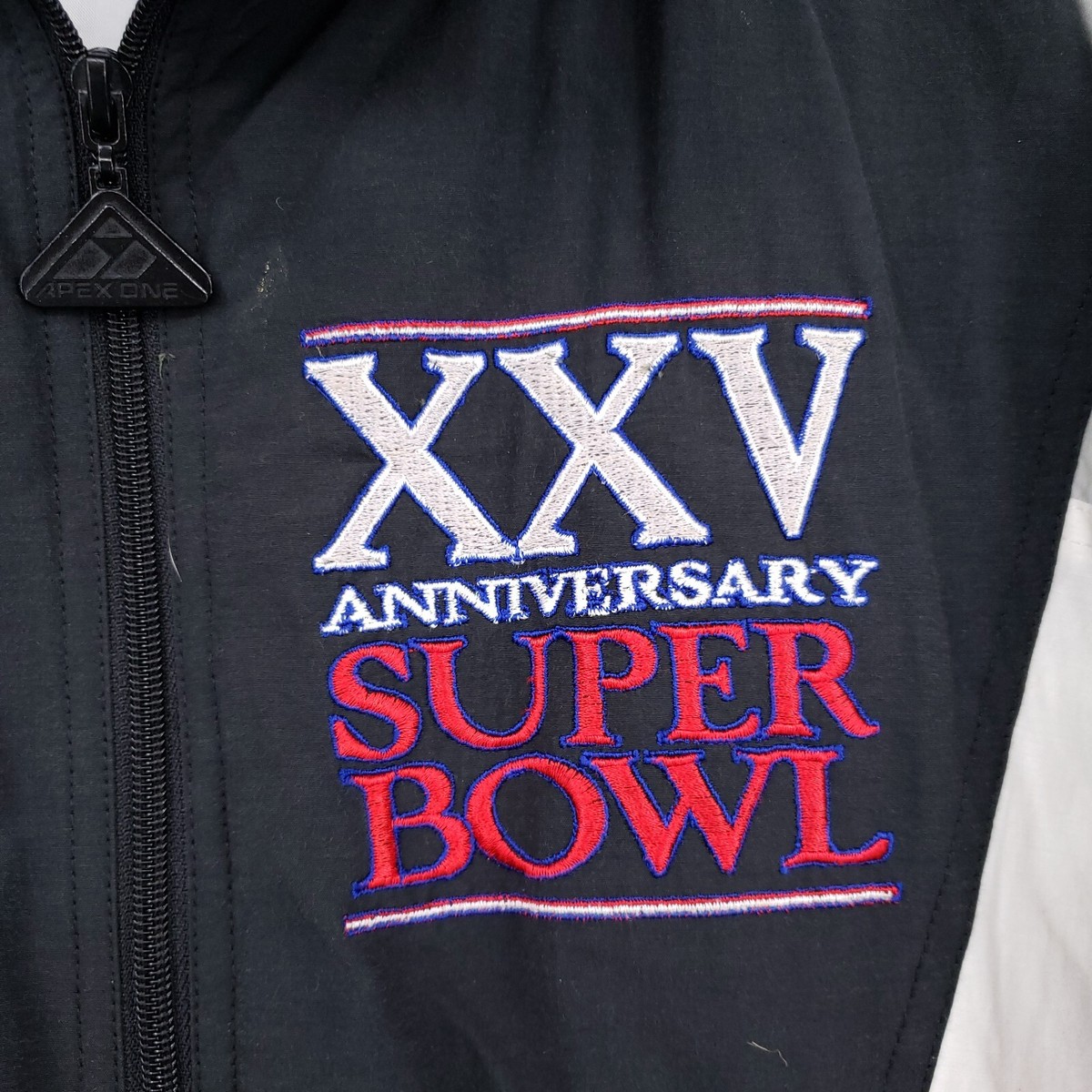 スーパーボウルXXVIIIジャケット　M VINTAGE Super Bowl XXV Jacket Mens S Small Black Apex One