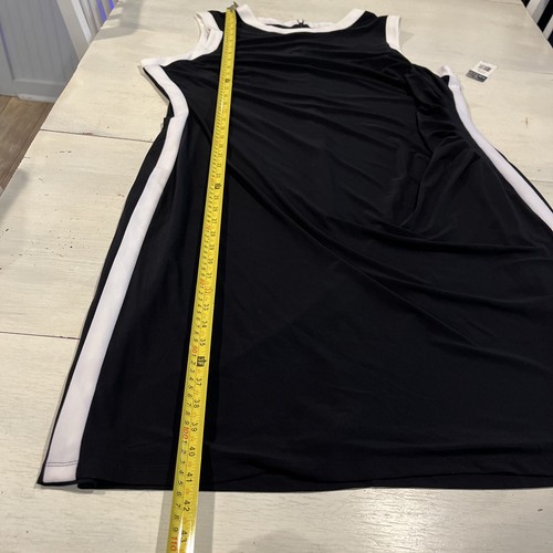Chaps Dress Women’s 24W Sleeveless Black W/ White Side Stripe Flattering - Picture 3 of 12