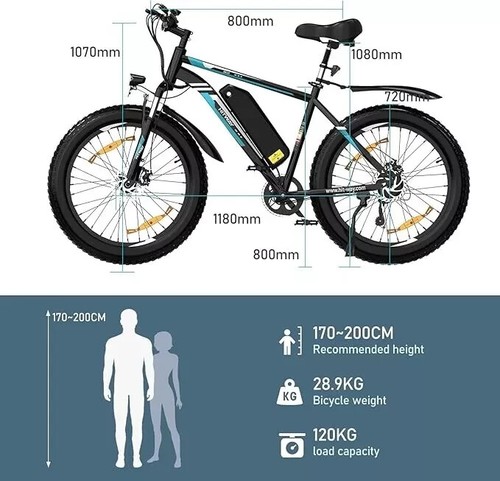 HITWAY BK15 4.0 Fat Tire Electric Bike 250W 48V 15Ah All-Terrain E-Bike 45-80km - Picture 13 of 13
