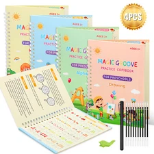 Magic Grooved Practice Copybook Set Reusable Handwriting Calligraphy boys Gift