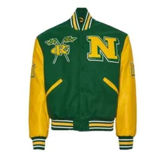 Letterman Norfolk State University Green and Yellow Varsity Jacket