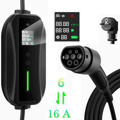 6M EV Ladekabel 16A Elektroauto Wallbox Typ 2 230V Eurostecker Schuko IEC62196-2