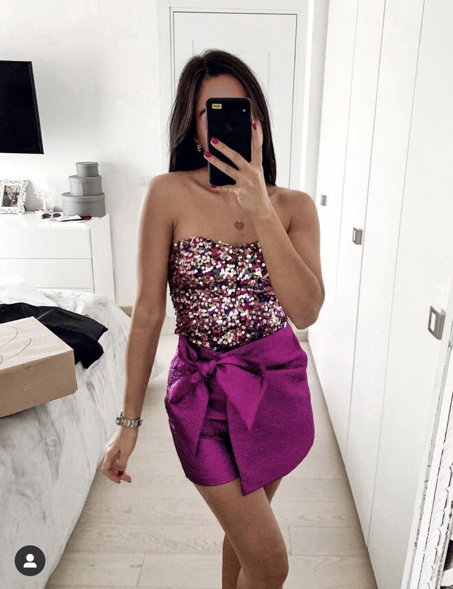 zara bow trim skort