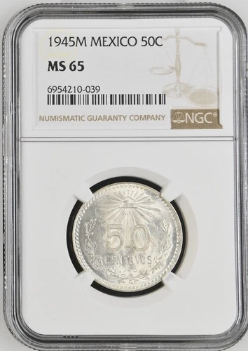1945 M Mexico 50 Centavos Silver NGC MS 65