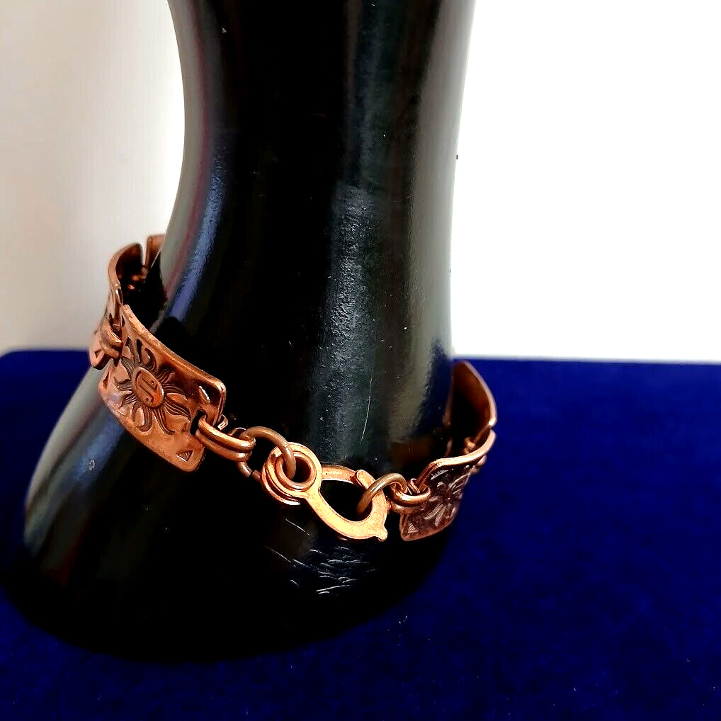 Solid Embossed Copper Panel Bracelet ~ Length 7 i… - image 3