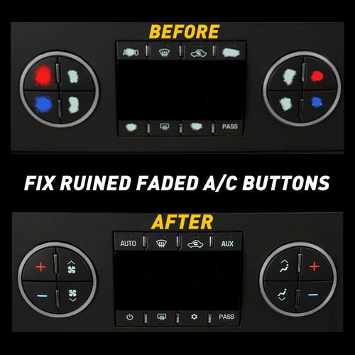 Black AC Button Dash Repair Kit Decal Stickers Replacement For GMC Chevy Buick - Picture 4 of 9