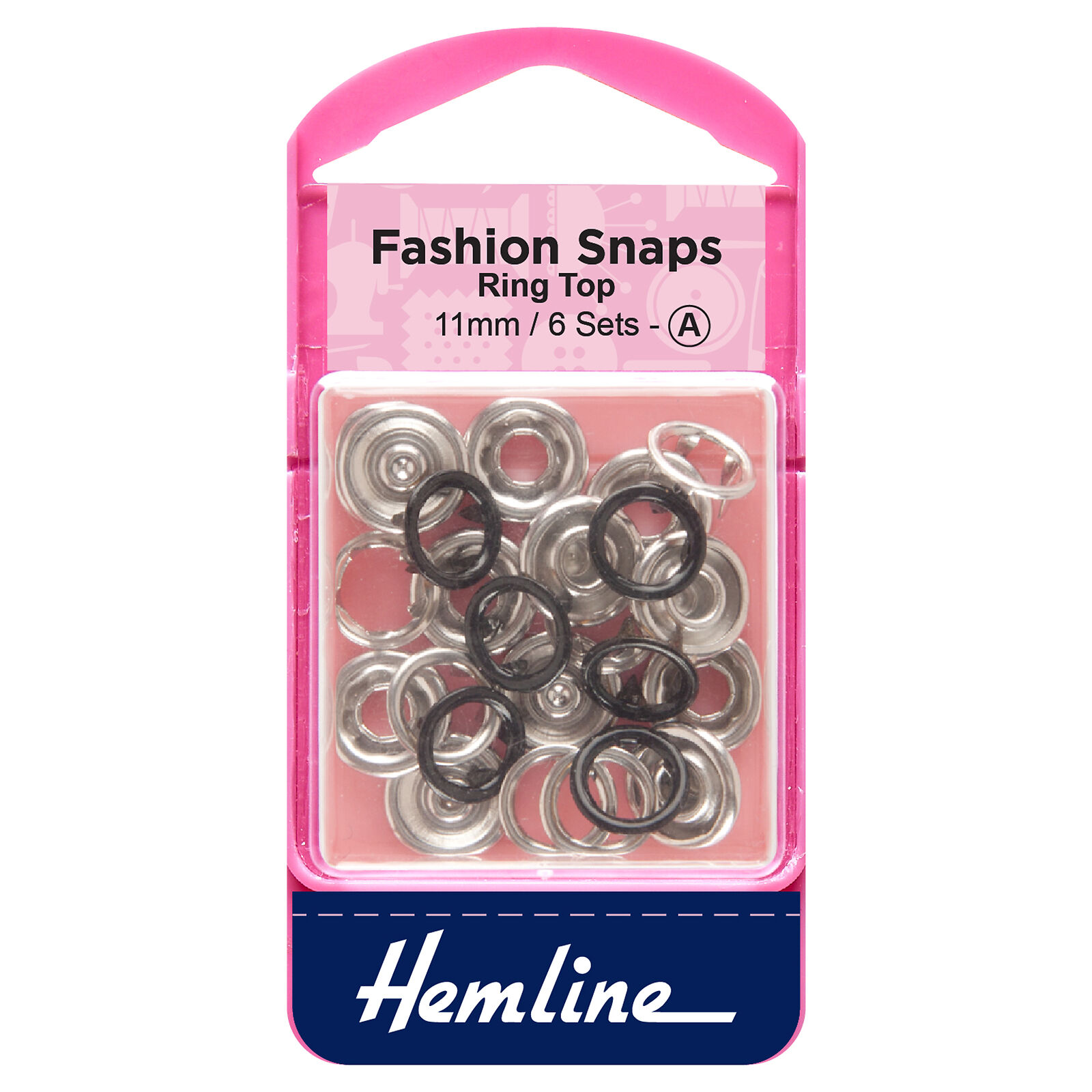Hemline OFFicial shop Black Ring Top gift Snaps Fashion 11mm