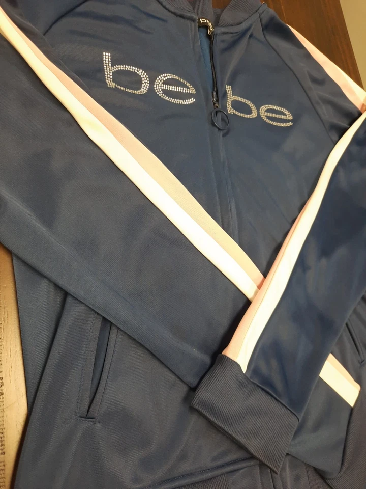Chaqueta Bebe Juniors Talla Mediana Cremallera Completa Azul Real Bling Logo Top Sedoso Foto 3 de 4