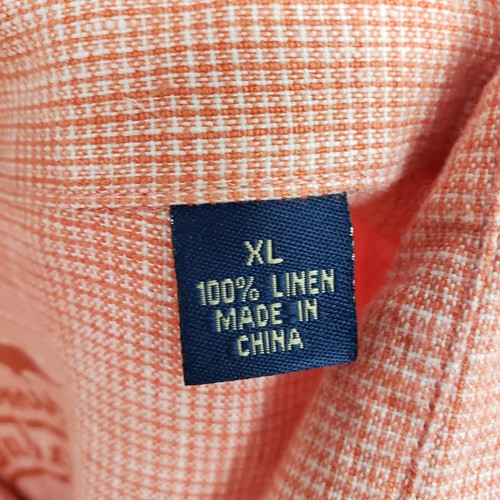 Camicia Tommy Bahama Relax 100% lino manica lunga uomo taglia XL rosa - Foto 7 di 15