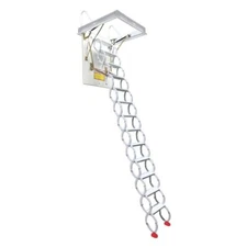 Folding Loft Ladder Stairs Telescopic Folding Ceiling White Attic 13Steps 10.5ft