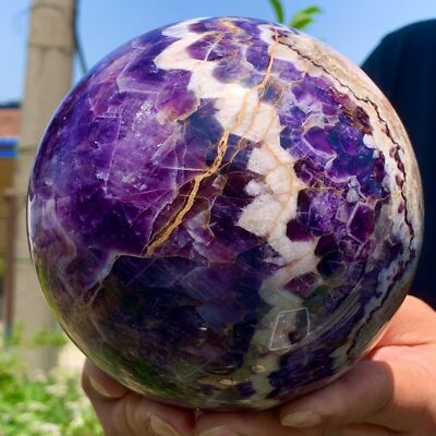 7.08LB Natural beautiful Dream Amethyst Quartz Crystal Sphere Ball Healing