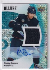 2023-24 Upper Deck Allure Hockey Matty Beniers Blue Lime Auto Jersey #22/25