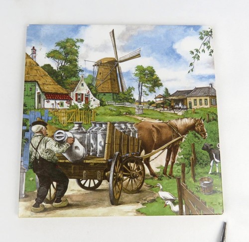 Dutch Tile Milkman Tile made in Holland Hand Decorated by Ter Steege Farmhouse - Picture 7 of 7