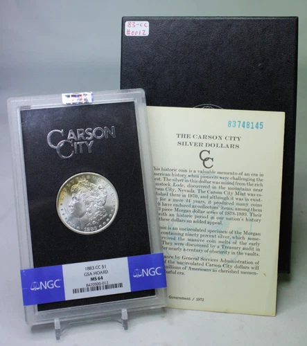 1883-CC $1 Silver Morgan Dollar GSA Holder NGC MS64 #0012 Box & COA