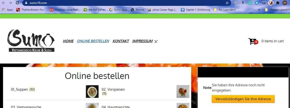 Online Shop für Restaurant