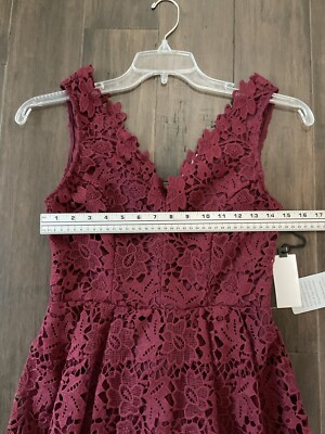 ASTR The Label Burgundy Midi V Neck Lace Sleeveless Dress Size M | eBay ASTR The Label Burgundy Midi V Neck Lace Sleeveless Dress Size M | eBay