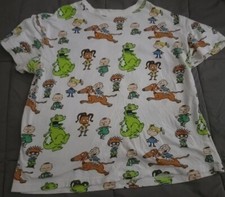 2019 Nickelodeon Rugrats Graphic T-Shirt White All Over Print Characters Size L