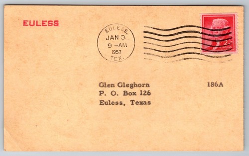 Euless TX Tyler Municipal Service Water Bill 1957 Paid Tarrant County History - 第 2/2 張圖片