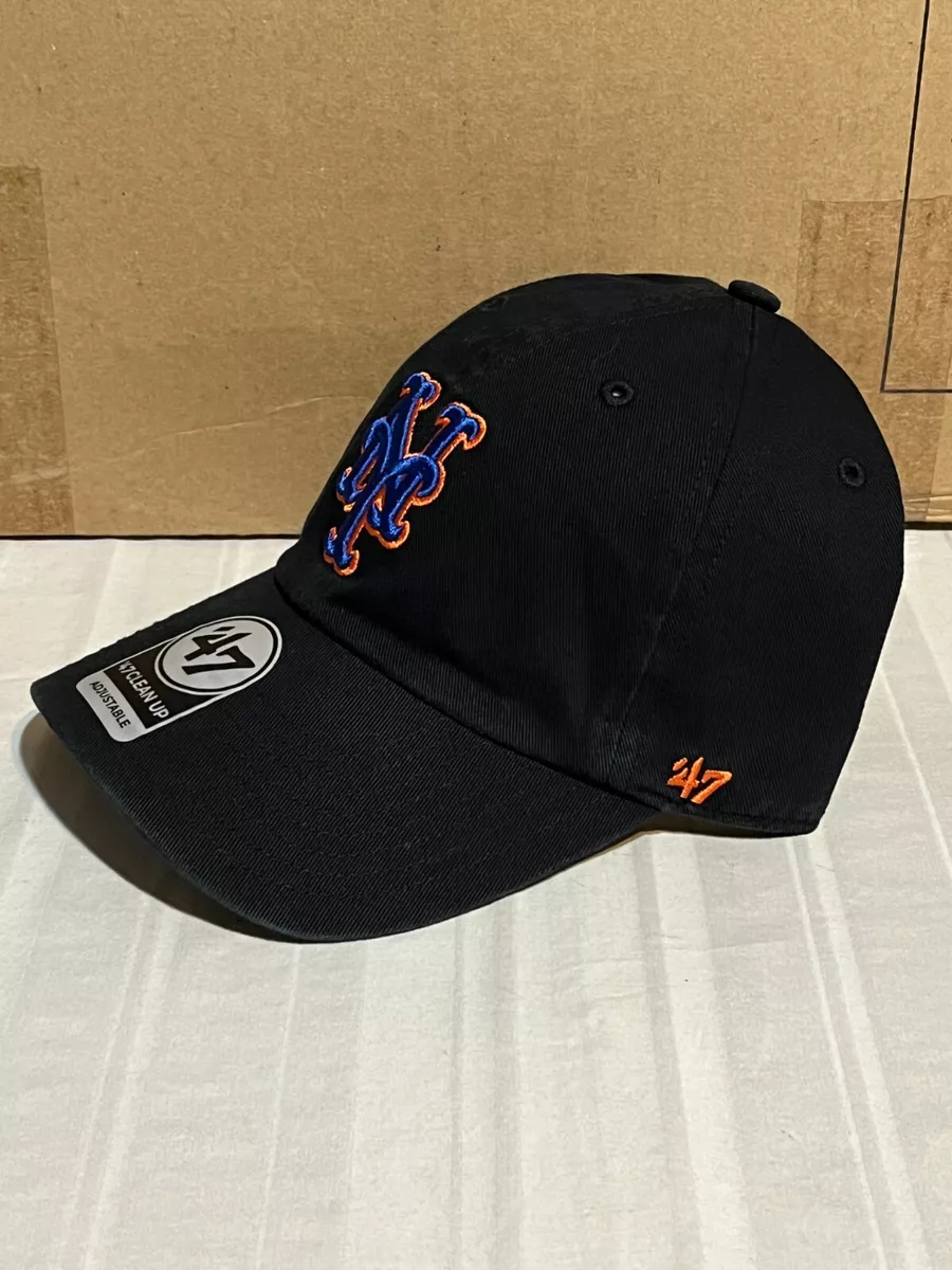 47Brand New York Mets Black Ballpark Clean up Strapback Hat, 47 BRAND HATS, CAPS