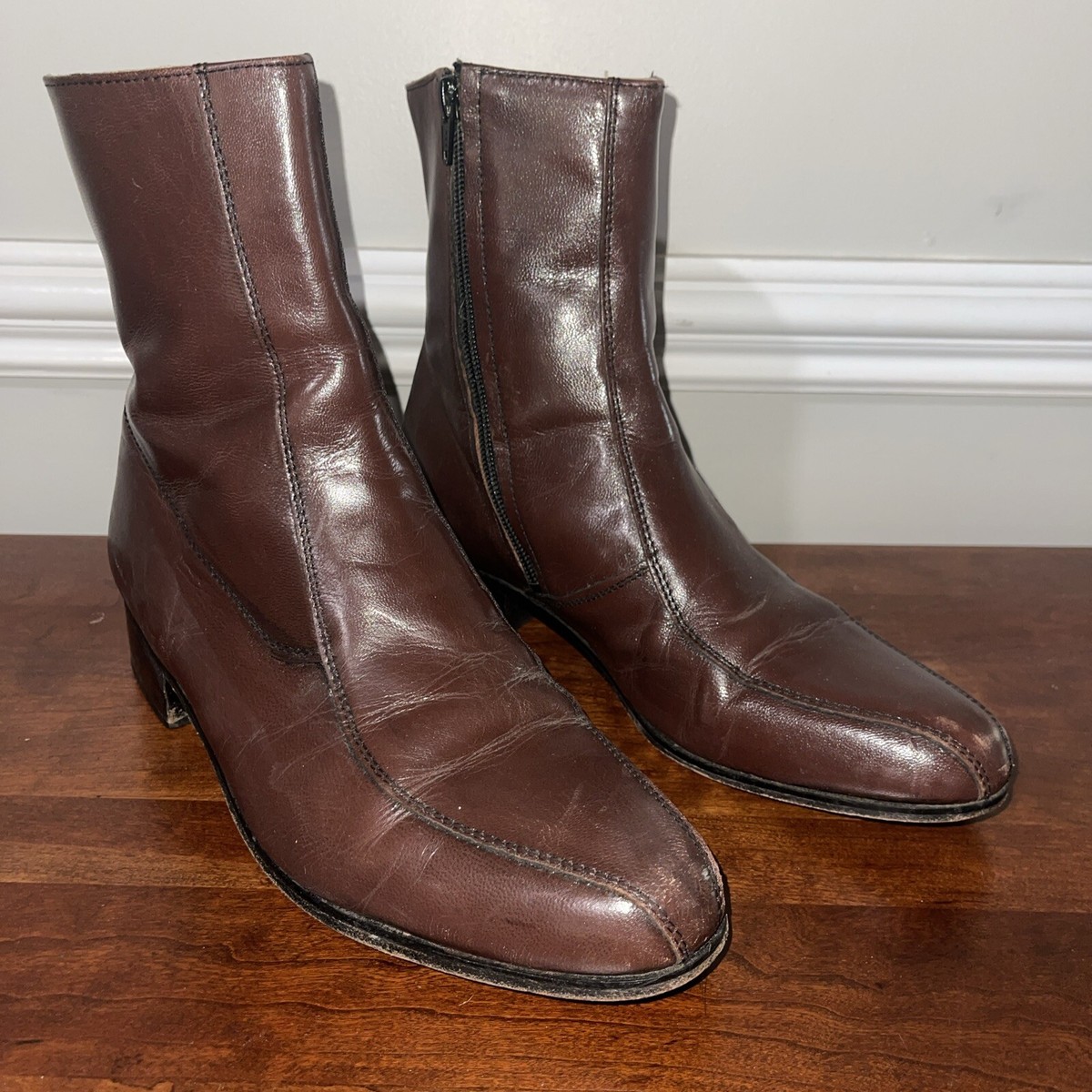 Nunn Bush Chestnut Brown Leather-like Chukka Boots Nunn Bush Leather Ridgetop Plain Toe Chukka Boots Men 10XW main image 4