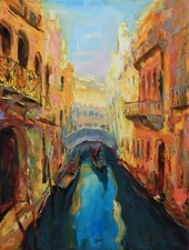 Venice Canal painting IMPRESSIONISM original art Oil on canvas by A Onipchenko