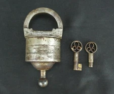 Vintage Big Puzzle Lock | Handmade Iron, Tricky Mechanism, Two Keys, Collectible
