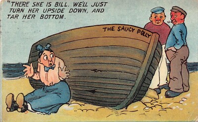 POSTKARTE COMIC BOOTMEN THE FRECH POLLY OLD DEAR