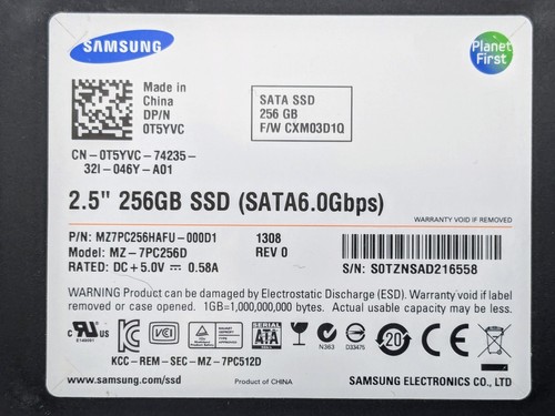 DELL T5YVC MZ-7PC256D MZ7PC256HAFU-000D1 256GB 6Gb/s SATA 2.5" SSD - Picture 1 of 8