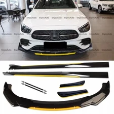 Front Bumper Lip Side Skirt Rear Bumper Lip Strut Rods For Mercedes-Benz Yellow