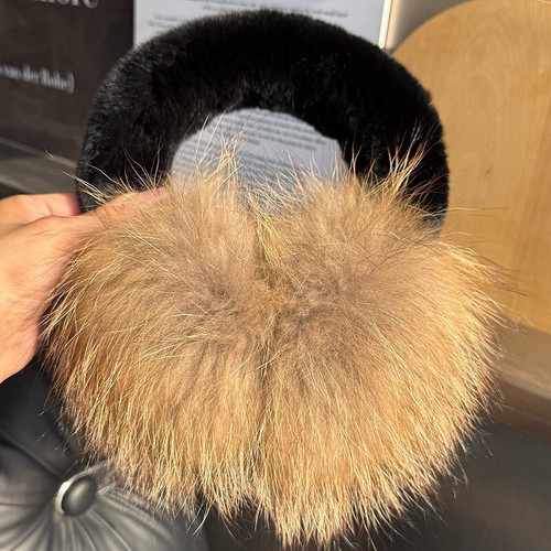 Unisex Real Fox Fur Earmuffs Real Rabbit Fur Ear Muffs Neck Warmer Scarf Earlap - Picture 6 of 19