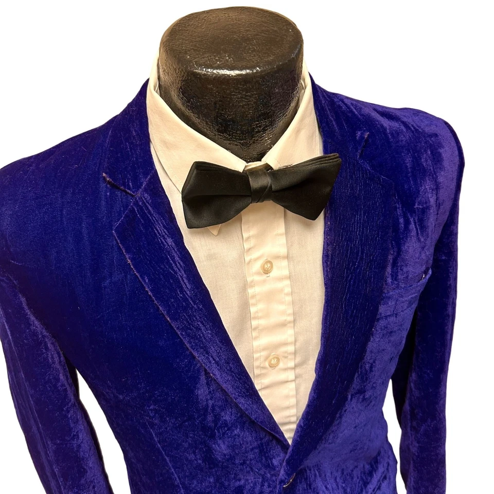 Винтажный 50-х Royal синий фиолетовый велюр смокинг куртка бархат официальный рокабилли смокинг 34 - Изображение 3 из 4