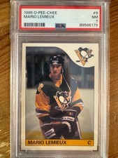 1985-86 O-Pee-Chee #9 Mario Lemieux RC PSA 7 NM Rookie Card! No Flaws!