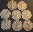 8  WALKING LIBERTY  90% SILVER HALF DOLLARS 1937 - 1947 Circulated