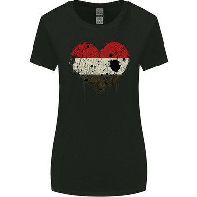 Yemen Flag Damen T-Shirt Weite Passform Rundhalsausschnitt Schwarz