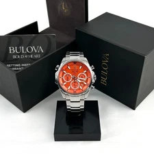 Bulova Marine Star Orange Dial Chronograph Men's Quartz Watch | 43mm | 96B395