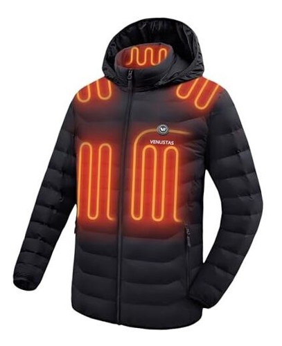 Unisex Heated Jacket with Battery, Heated Coat for Women and Men Large Black