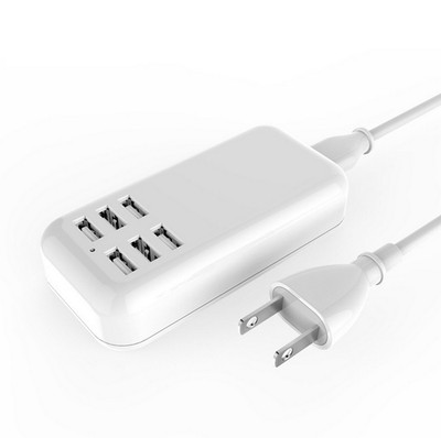 6-Port USB EU Wall Charger 20W 5V/5A Multi Port Adapter for Phone Tablet Travel