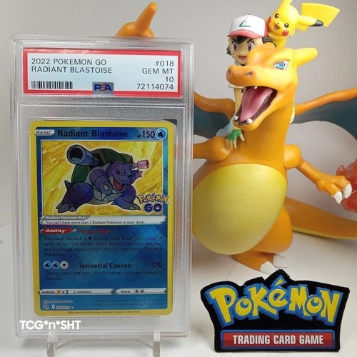🔥L👀K🔥💎PSA10💎2022 POKEMON GO RADIANT BLASTOISE # 018/078✨RAD SHINY HOLO🥩UR