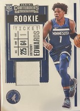 2020-21 Panini Contenders - Rookie Ticket Swatches Anthony Edwards WHITE PATCH