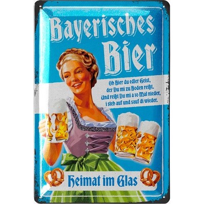 LANOLU Blechschild Bayerisches Bier Kneipe Bar Retro Deko - 20x30cm