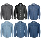 HISEA Men's Denim Shirt Long Sleeve Work Shirt Snap Buttons Regular Fit Workwear