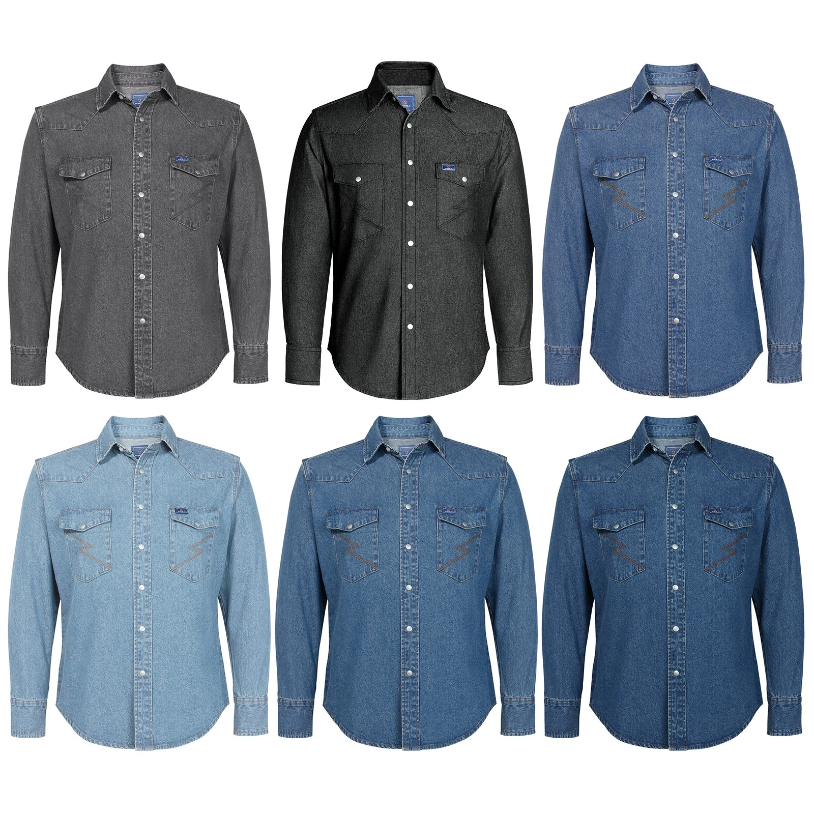 HISEA Men's Denim Shirt Long Sleeve Work Shirt Snap Buttons Regular Fit Workwear
Opens in a new wind