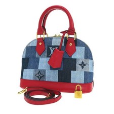 Louis Vuitton Monogram Denim Alma BB Patchwork M45042 Blue Red Leather Handbag