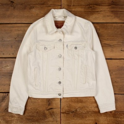 Vintage Levi's Workwear Jacke XS Denim Trucker Weiß Damen