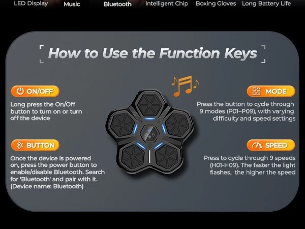Máquina de Boxeo de Música, Entrenador de Punzonado Interactivo Bluetooth Almohadilla de Entrenamiento de Boxeo Foto 3 de 4