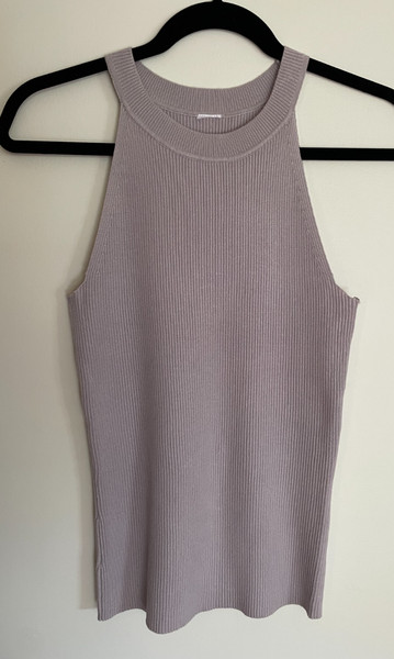 Womens Halterneck Ribbed top - Size S - Lilac purple Stretch