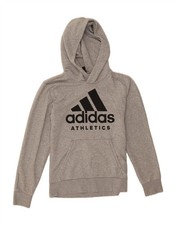 ADIDAS Womens Graphic Hoodie Jumper UK 12 Medium Grey AJ09